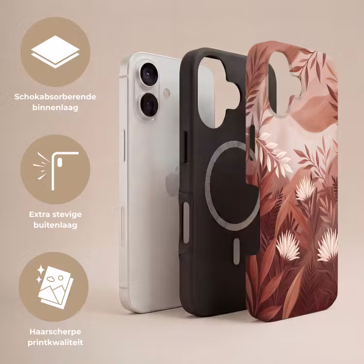 Planten - Bladeren - Botanisch - Modern - Bruin Toughcase MagSafe Apple iPhone 17 klein -USP_Lagen_NL