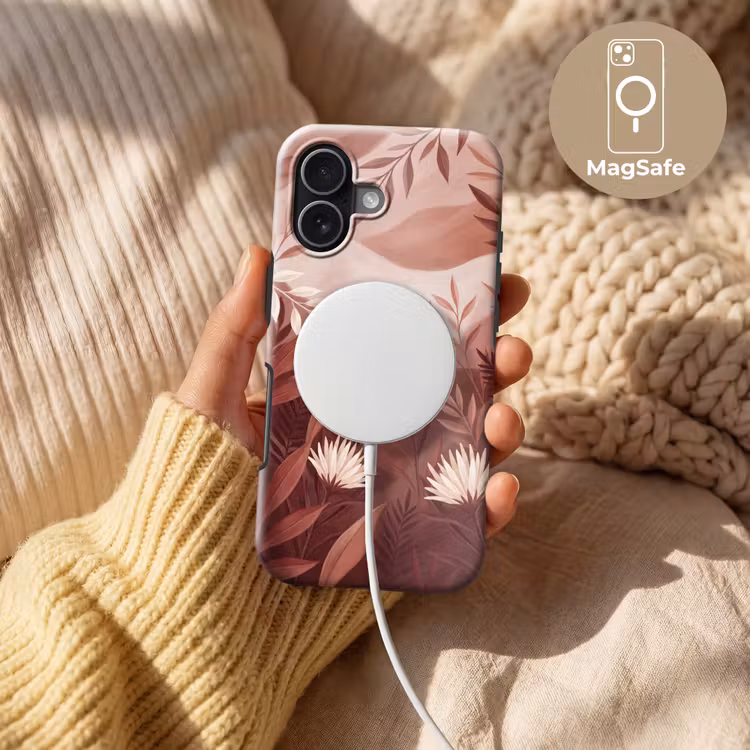 Planten - Bladeren - Botanisch - Modern - Bruin Toughcase MagSafe Apple iPhone 17 klein -USP_MagsafeV