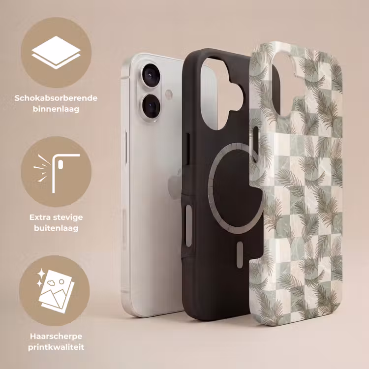 Planten - Bladeren - Marmer - Modern - Groen Toughcase MagSafe Apple iPhone 17 klein -USP_Lagen_NL