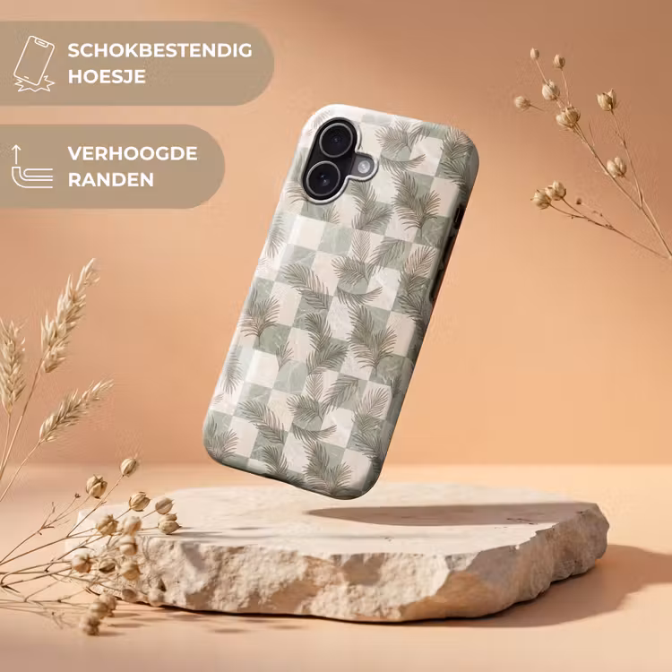 Planten - Bladeren - Marmer - Modern - Groen Toughcase MagSafe Apple iPhone 17 klein -USP_RandenV_NL