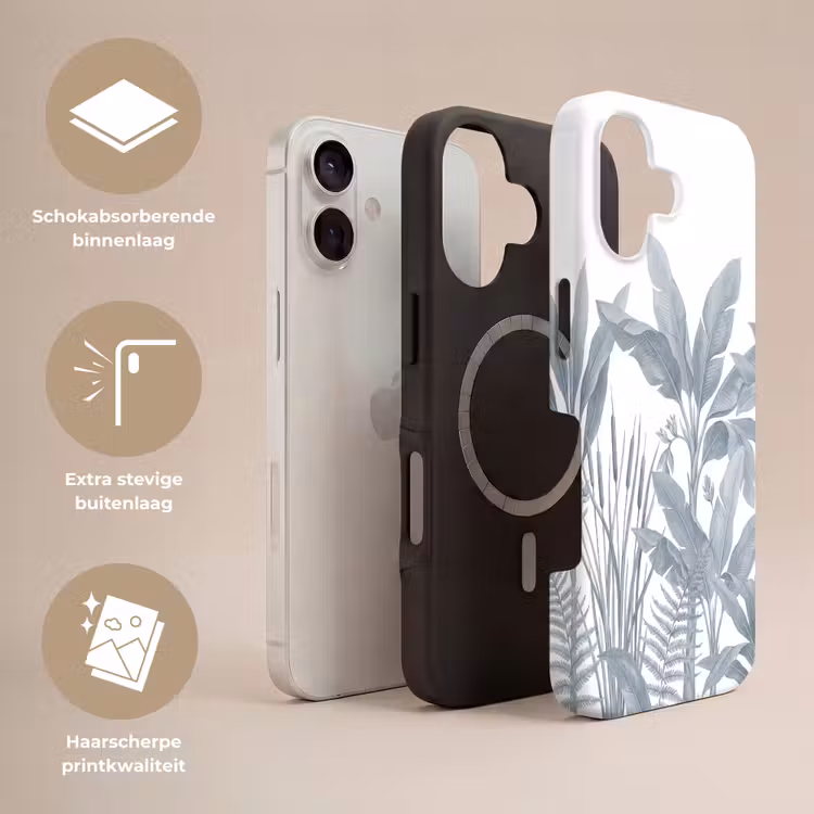 Planten - Bladeren - Natuur - Grijs Toughcase MagSafe Apple iPhone 17 klein -USP_Lagen_NL