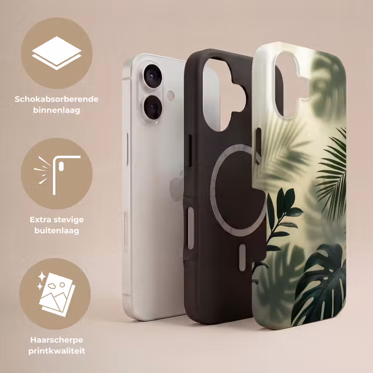 Planten - Bladeren - Schaduwen - Groen - Modern Toughcase MagSafe Apple iPhone 17 klein -USP_Lagen_NL