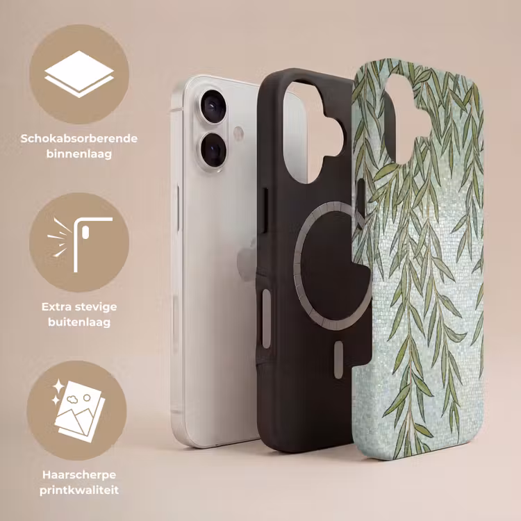 Planten - Mozaïek - Patroon - Groen - Blauw Toughcase MagSafe Apple iPhone 17 klein -USP_Lagen_NL