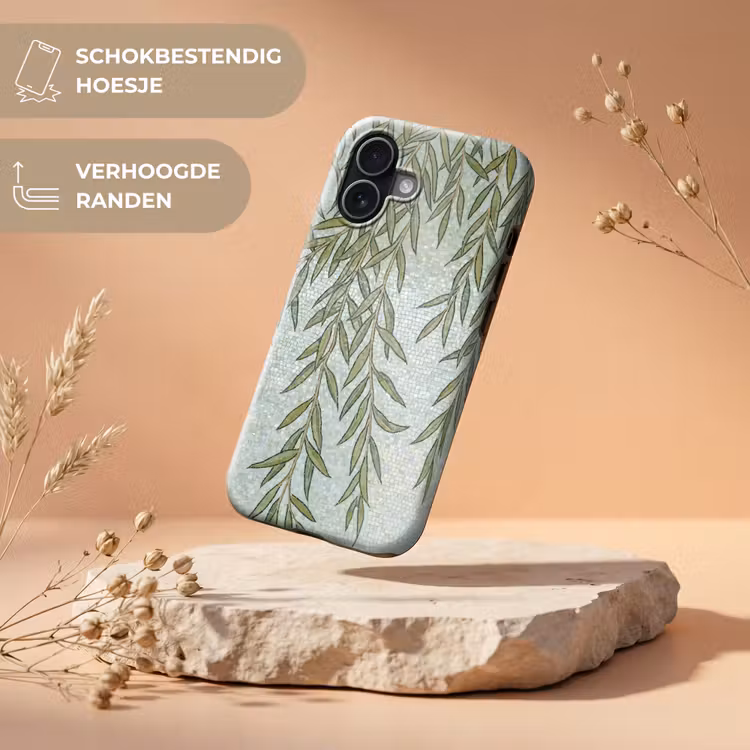 Planten - Mozaïek - Patroon - Groen - Blauw Toughcase MagSafe Apple iPhone 17 klein -USP_RandenV_NL