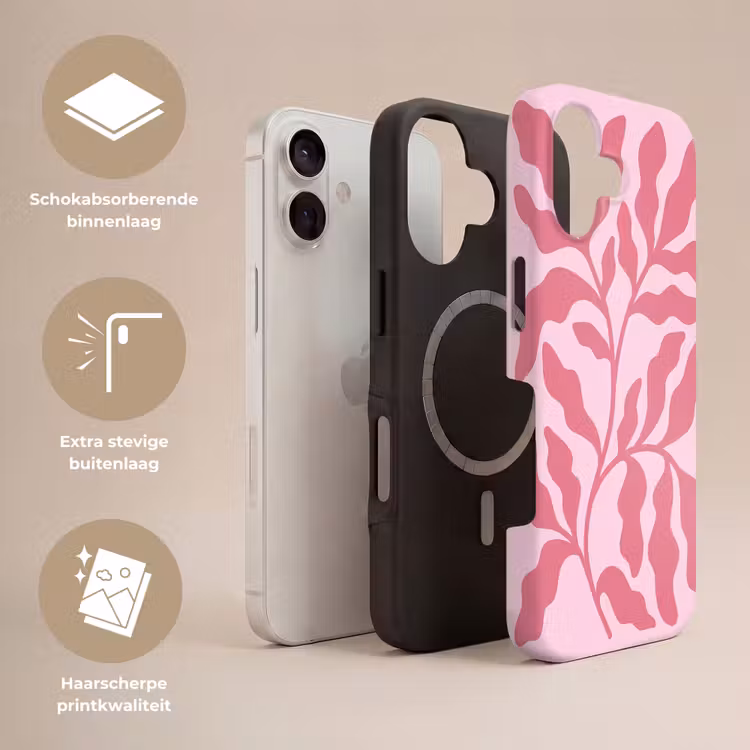Planten - Organisch - Abstract - Modern - Roze Toughcase MagSafe Apple iPhone 17 klein -USP_Lagen_NL