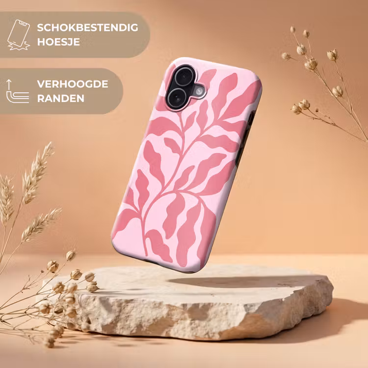 Planten - Organisch - Abstract - Modern - Roze Toughcase MagSafe Apple iPhone 17 klein -USP_RandenV_NL
