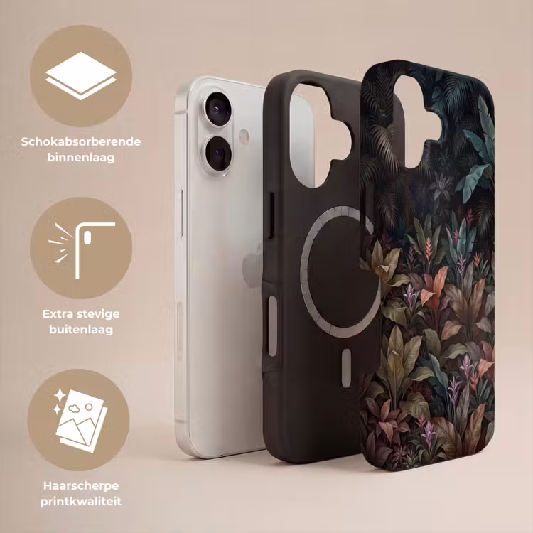 Planten - Tropisch - Jungle - Donker - Natuur Toughcase MagSafe Apple iPhone 17 klein -USP_Lagen_NL