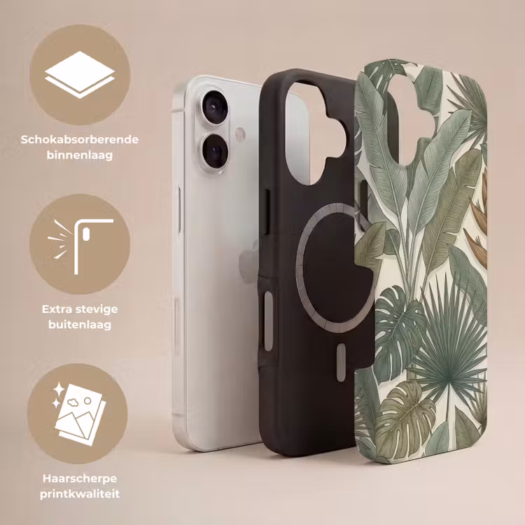 Planten - Tropisch - Natuur - Illustratie - Groen Toughcase MagSafe Apple iPhone 17 klein -USP_Lagen_NL