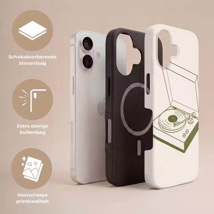 Platenspeler - Vinyl - Muziek - Minimalistisch - Groen Toughcase MagSafe Apple iPhone 17 klein -USP_Lagen_NL