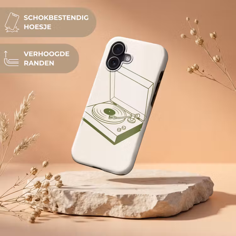 Platenspeler - Vinyl - Muziek - Minimalistisch - Groen Toughcase MagSafe Apple iPhone 17 klein -USP_RandenV_NL
