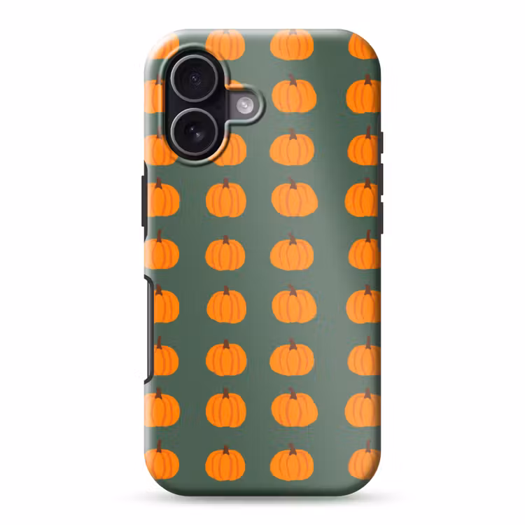 Pompoen - Patroon - Oranje Toughcase MagSafe Apple iPhone 17 klein 1017 -3d