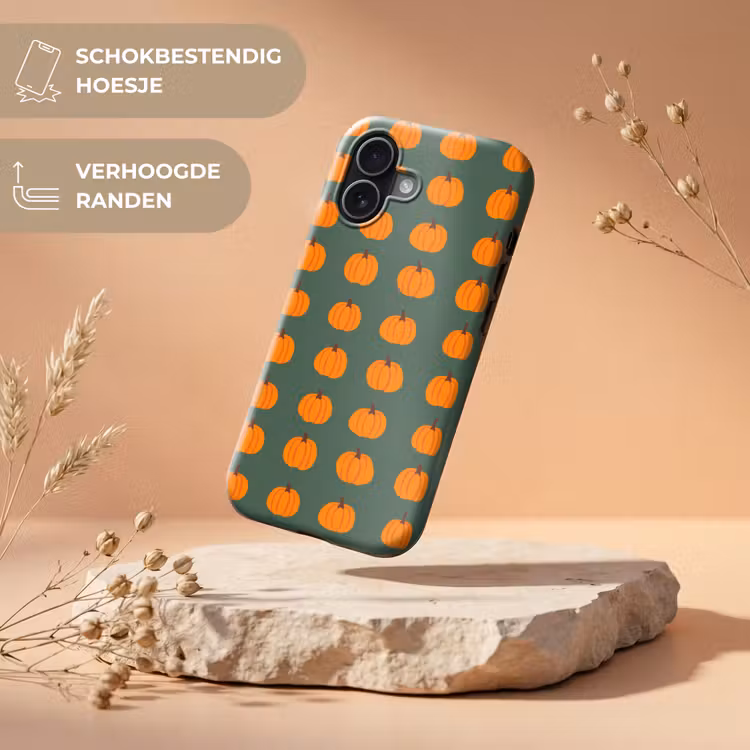 Pompoen - Patroon - Oranje Toughcase MagSafe Apple iPhone 17 klein 1017 -USP_RandenV_NL