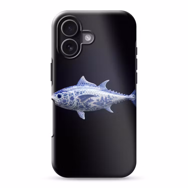 Porselein - Tonijn - Delfts - Blauw Toughcase MagSafe Apple iPhone 17 klein -3d