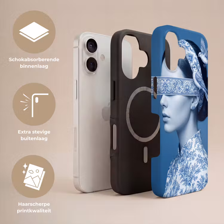 Portret - Klassiek - Wit - Blauw Toughcase MagSafe Apple iPhone 17 klein -USP_Lagen_NL