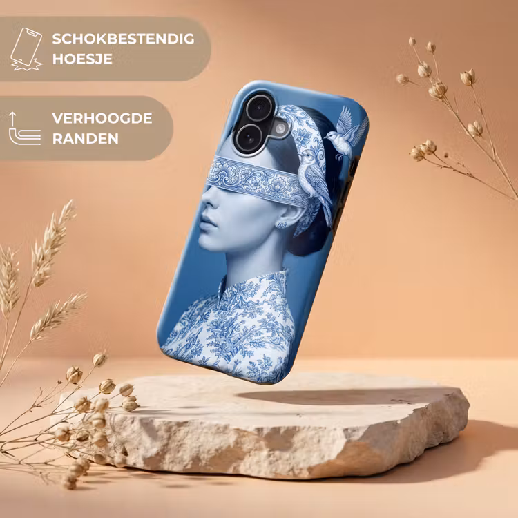 Portret - Klassiek - Wit - Blauw Toughcase MagSafe Apple iPhone 17 klein -USP_RandenV_NL