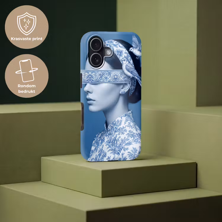 Portret - Klassiek - Wit - Blauw Toughcase MagSafe Apple iPhone 17 klein -USP_PrintM_NL