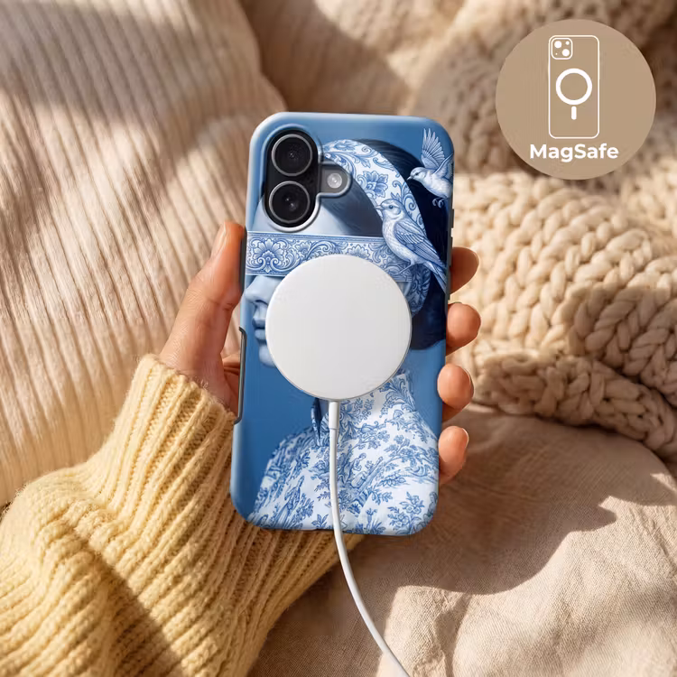 Portret - Klassiek - Wit - Blauw Toughcase MagSafe Apple iPhone 17 klein -USP_MagsafeV