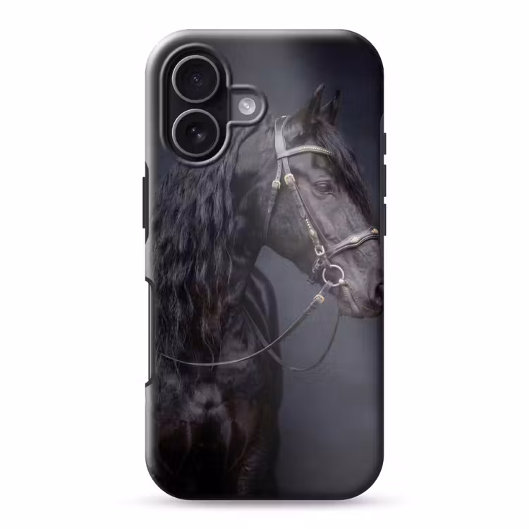 Portret - Paard - Donker Toughcase MagSafe Apple iPhone 17 klein -3d