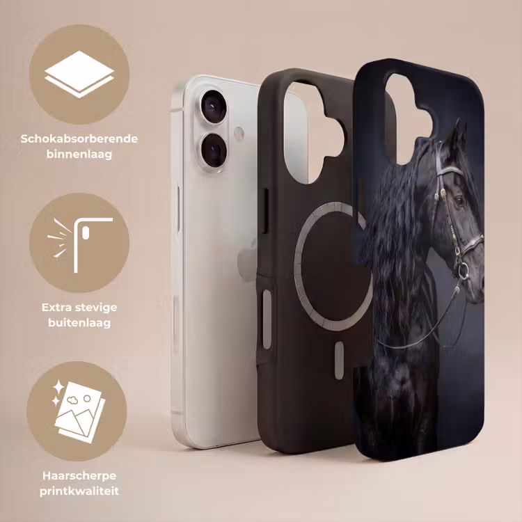 Portret - Paard - Donker Toughcase MagSafe Apple iPhone 17 klein -USP_Lagen_NL