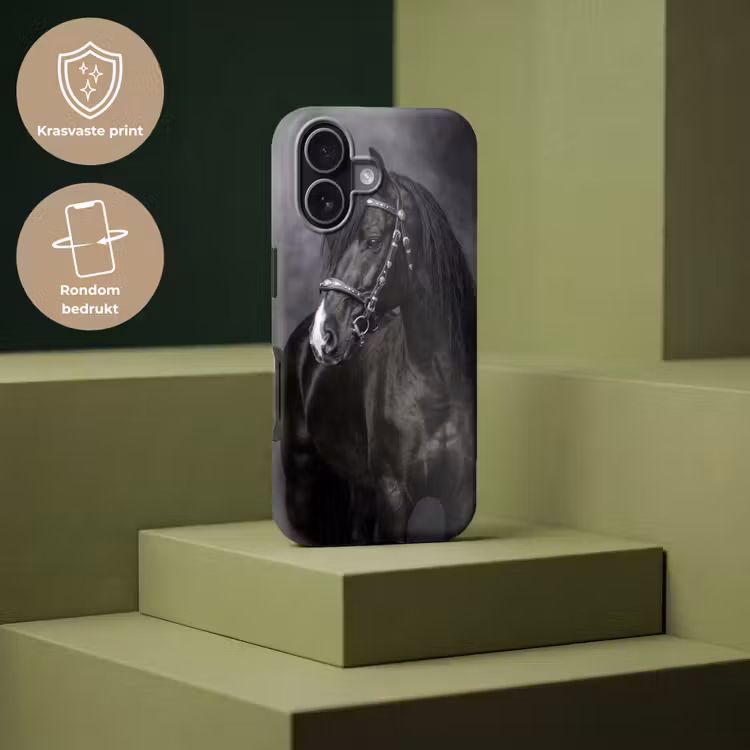 Portret - Paard - Zwart Toughcase MagSafe Apple iPhone 17 klein -USP_PrintM_NL