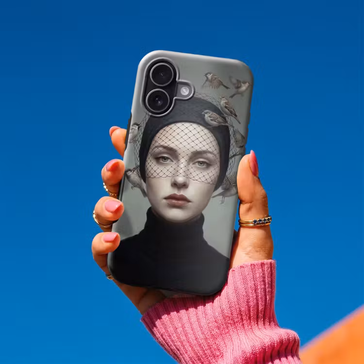 Portret - Vogels - Zwart Toughcase MagSafe Apple iPhone 17 klein -Sfeer1V