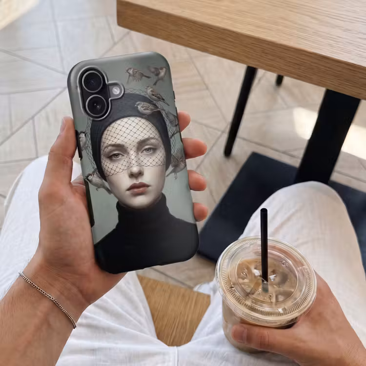 Portret - Vogels - Zwart Toughcase MagSafe Apple iPhone 17 klein -Sfeer1M
