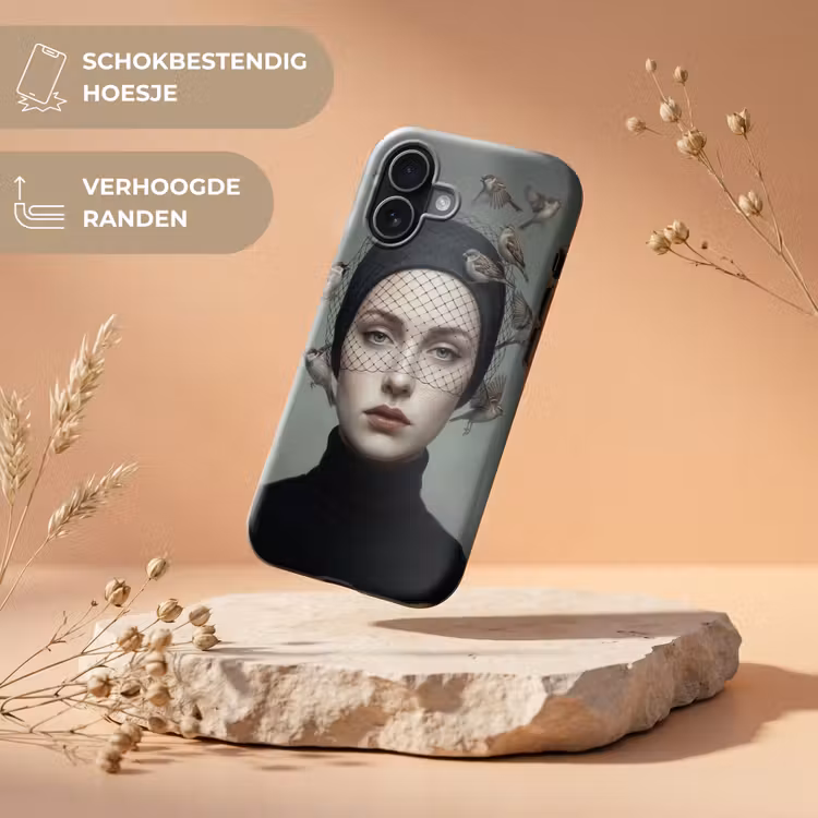 Portret - Vogels - Zwart Toughcase MagSafe Apple iPhone 17 klein -USP_RandenV_NL
