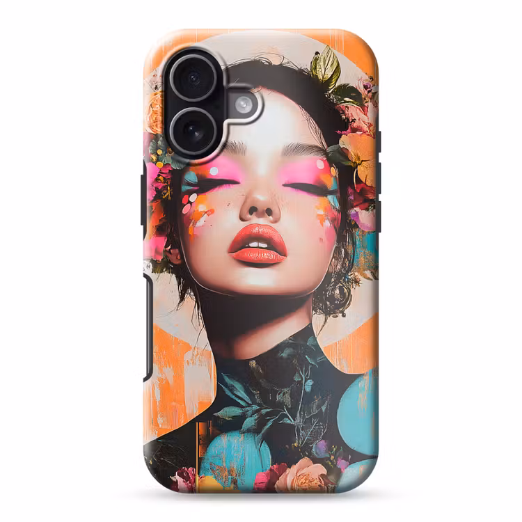 Portret - Vrouw - Abstract - Bloemen Toughcase MagSafe Apple iPhone 17 klein -3d
