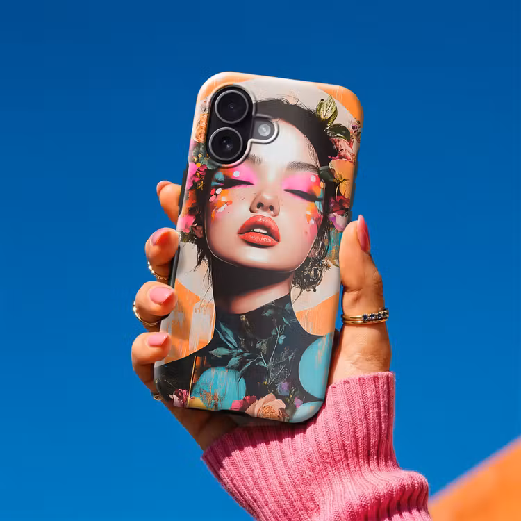 Portret - Vrouw - Abstract - Bloemen Toughcase MagSafe Apple iPhone 17 klein -Sfeer1V