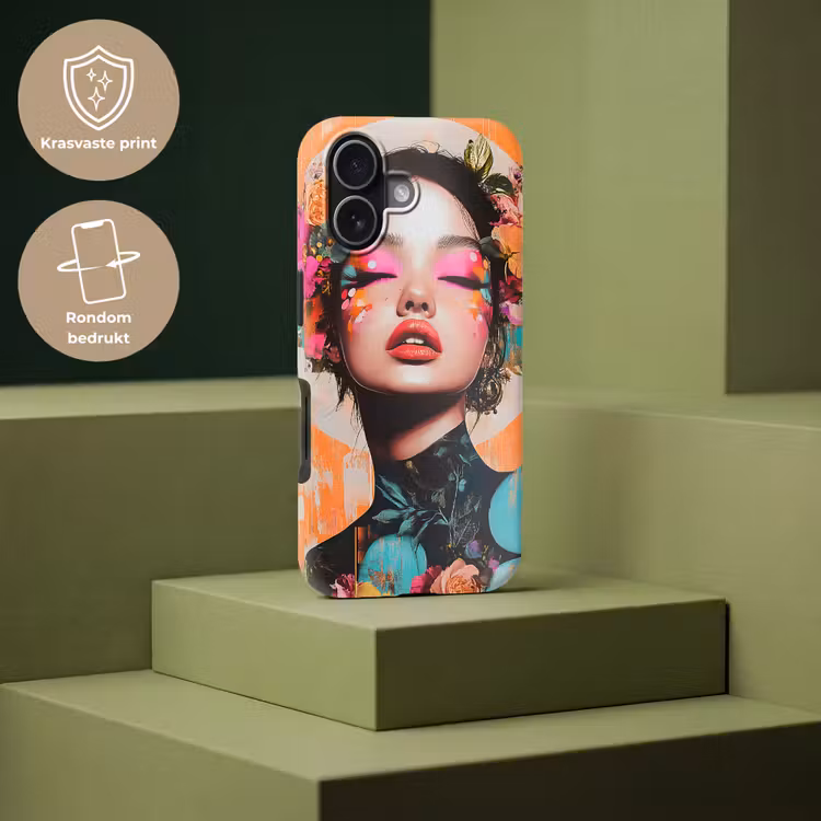 Portret - Vrouw - Abstract - Bloemen Toughcase MagSafe Apple iPhone 17 klein -USP_PrintM_NL
