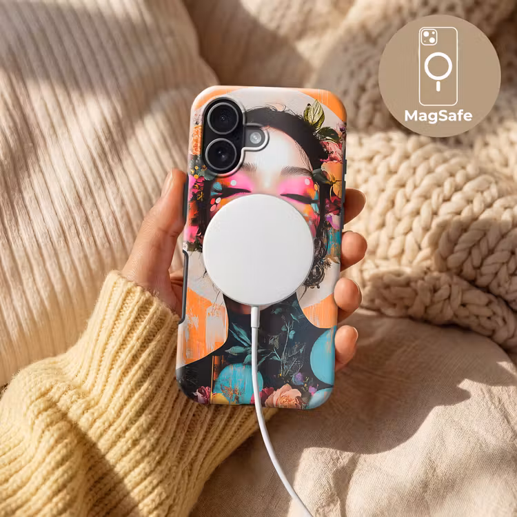 Portret - Vrouw - Abstract - Bloemen Toughcase MagSafe Apple iPhone 17 klein -USP_MagsafeV