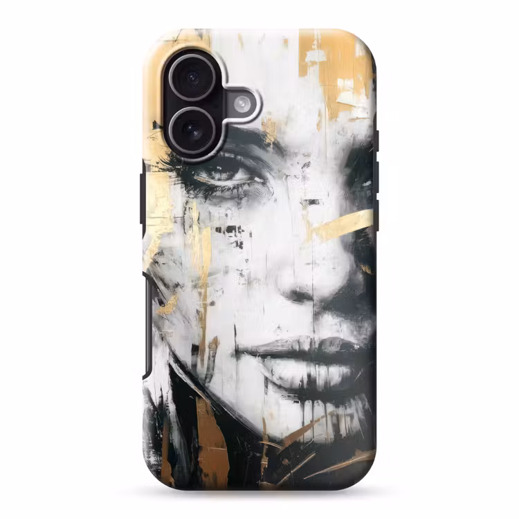 Portret - Vrouw - Penseelstreken - Goud Toughcase MagSafe Apple iPhone 17 klein -3d