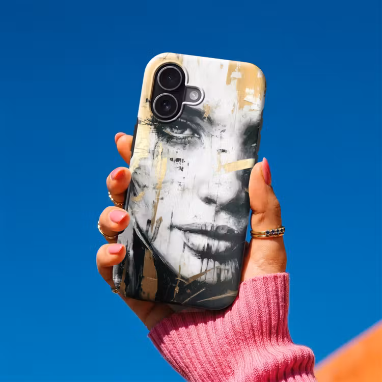 Portret - Vrouw - Penseelstreken - Goud Toughcase MagSafe Apple iPhone 17 klein -Sfeer1V