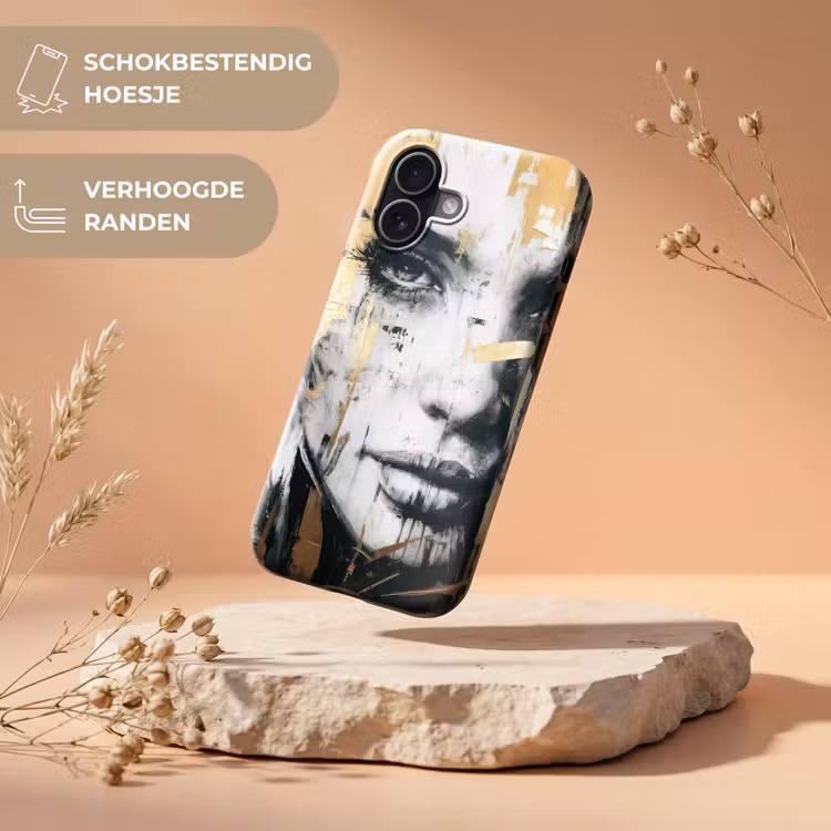 Portret - Vrouw - Penseelstreken - Goud Toughcase MagSafe Apple iPhone 17 klein -USP_RandenV_NL