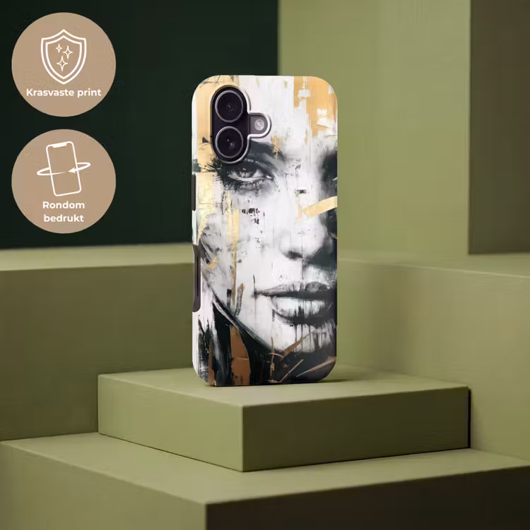 Portret - Vrouw - Penseelstreken - Goud Toughcase MagSafe Apple iPhone 17 klein -USP_PrintM_NL