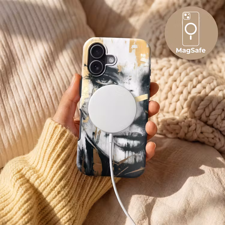 Portret - Vrouw - Penseelstreken - Goud Toughcase MagSafe Apple iPhone 17 klein -USP_MagsafeV