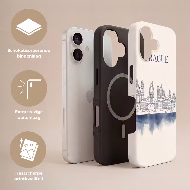 Praag - Skyline - Architectuur - Blauw Toughcase MagSafe Apple iPhone 17 klein -USP_Lagen_NL