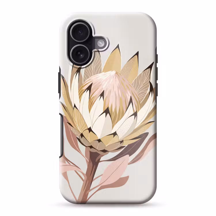 Protea - Bloem - Botanisch - Beige Toughcase MagSafe Apple iPhone 17 klein -3d