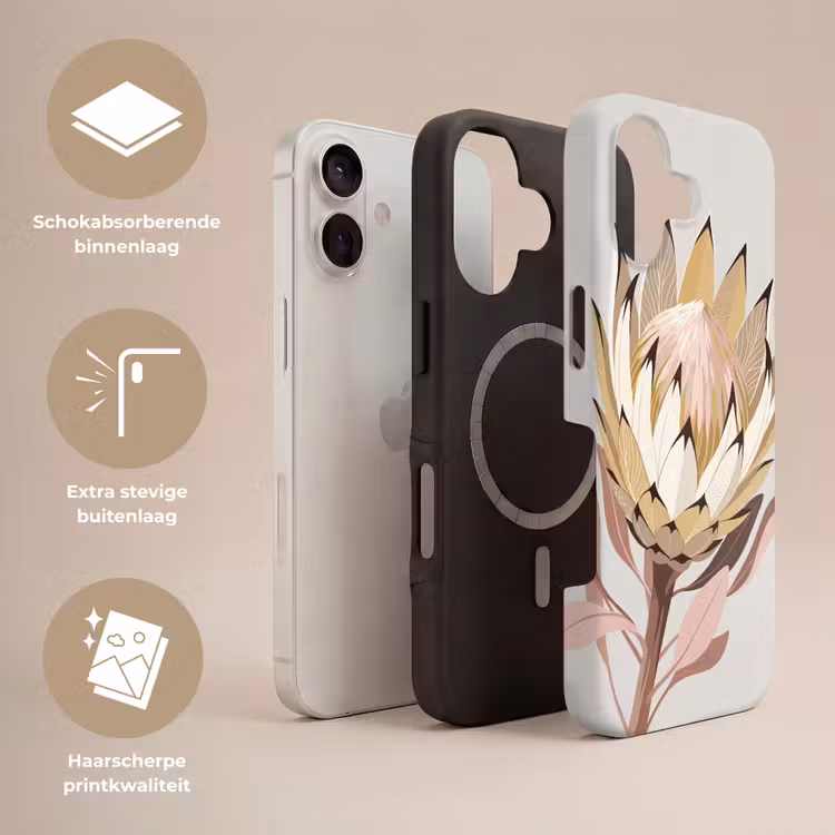 Protea - Bloem - Botanisch - Beige Toughcase MagSafe Apple iPhone 17 klein -USP_Lagen_NL