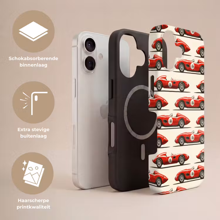 Raceauto - Retro - Rood Toughcase MagSafe Apple iPhone 17 klein 1017 -USP_Lagen_NL