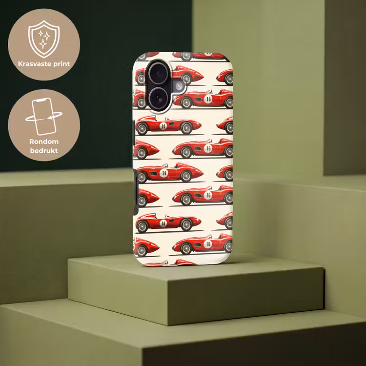 Raceauto - Retro - Rood Toughcase MagSafe Apple iPhone 17 klein 1017 -USP_PrintM_NL