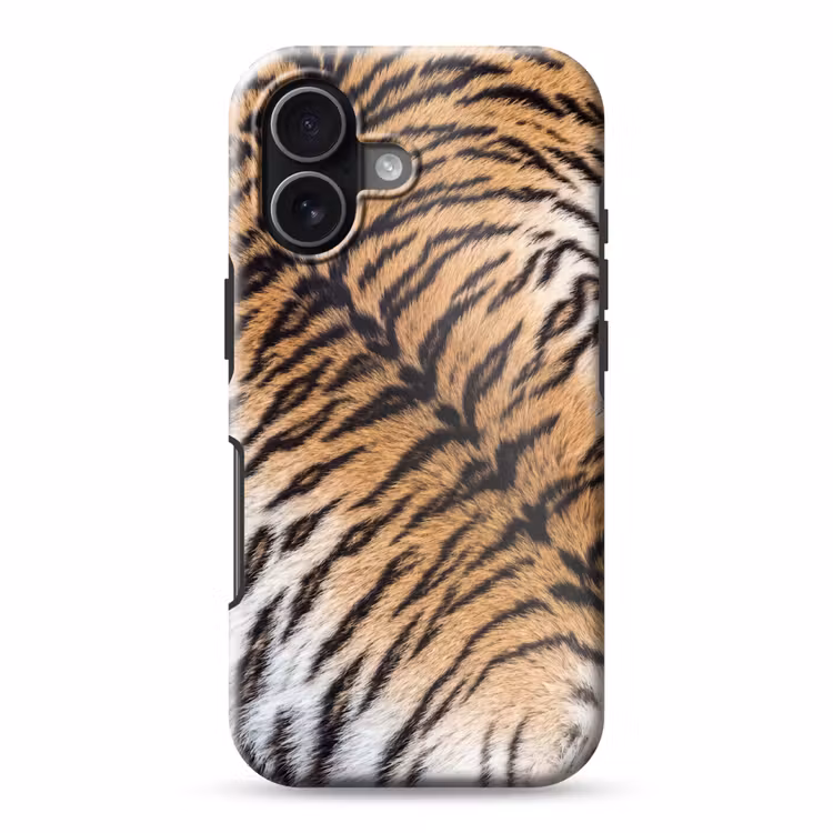 Realistisch - Tijgervacht - Zwart Toughcase MagSafe Apple iPhone 17 klein -3d