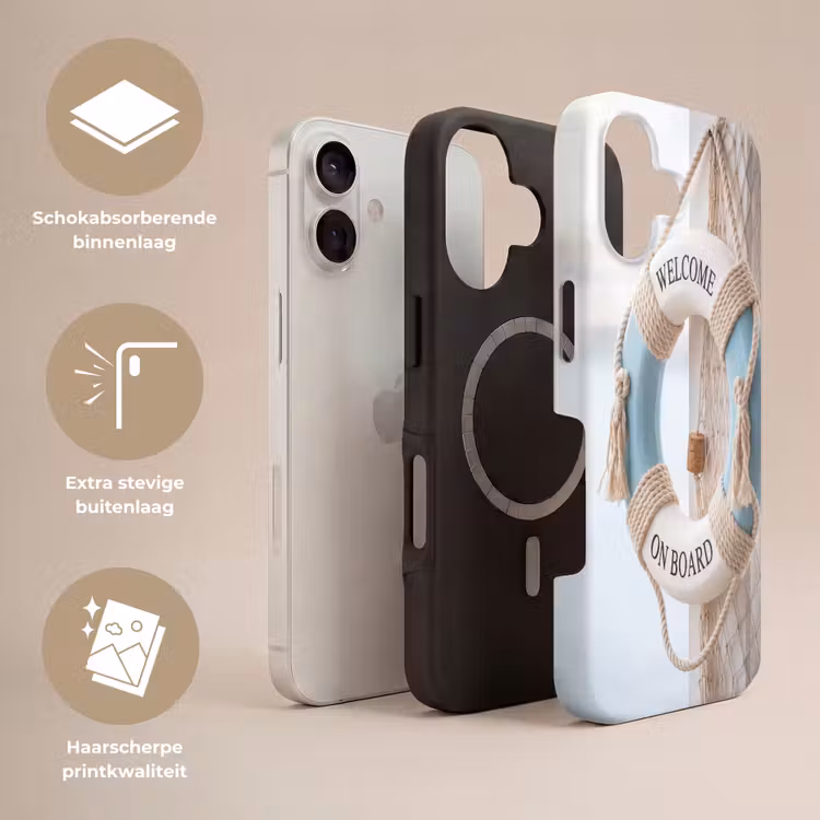 Reddingsboei - Maritiem - Welkom - Blauw - Wit Toughcase MagSafe Apple iPhone 17 klein -USP_Lagen_NL