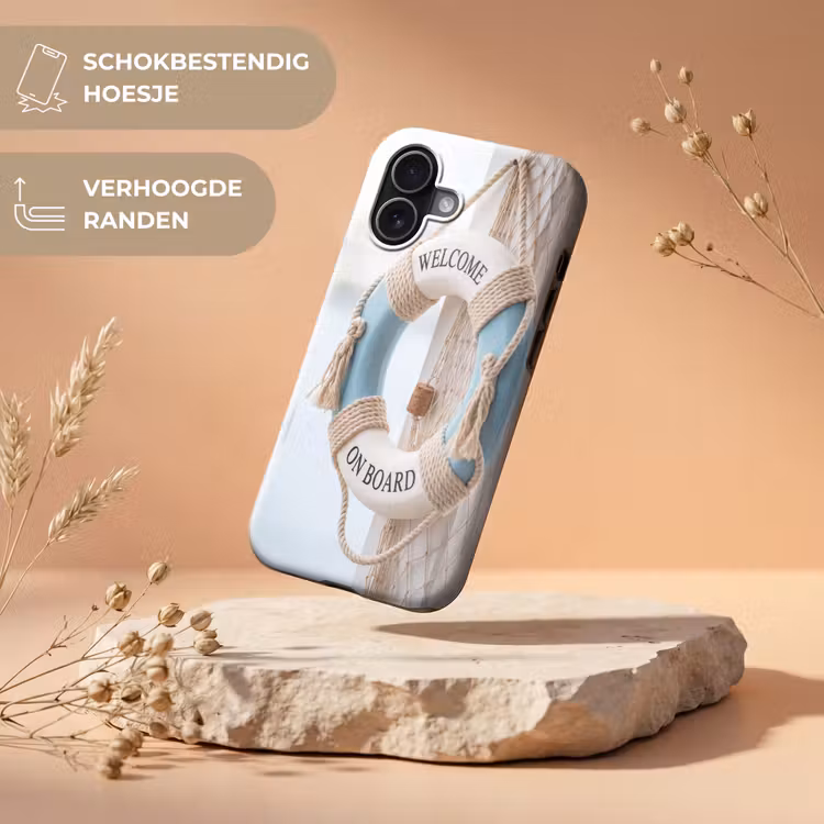 Reddingsboei - Maritiem - Welkom - Blauw - Wit Toughcase MagSafe Apple iPhone 17 klein -USP_RandenV_NL