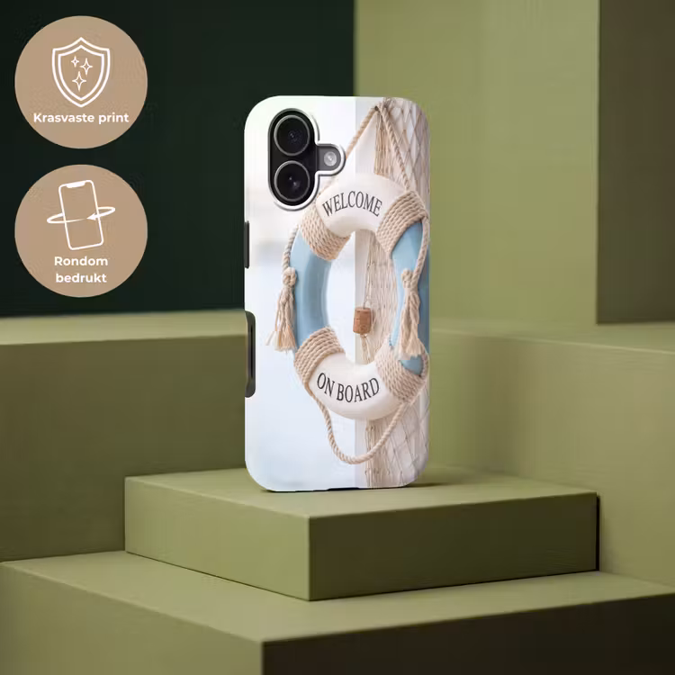 Reddingsboei - Maritiem - Welkom - Blauw - Wit Toughcase MagSafe Apple iPhone 17 klein -USP_PrintM_NL