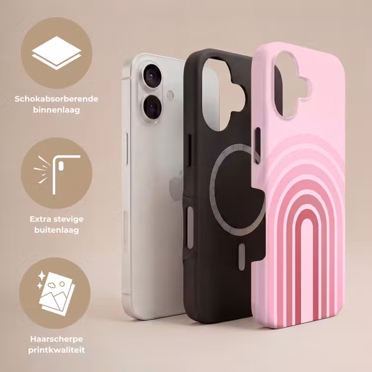 Regenboog - Roze - Abstract - Modern - Minimalistisch Toughcase MagSafe Apple iPhone 17 klein -USP_Lagen_NL