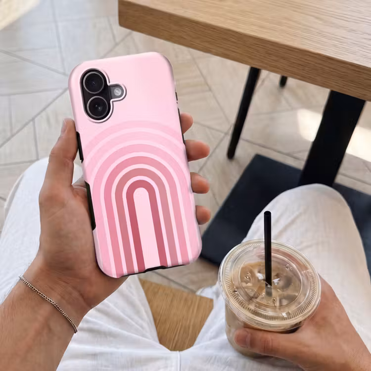Regenboog - Roze - Abstract - Modern - Minimalistisch Toughcase MagSafe Apple iPhone 17 klein -Sfeer1M