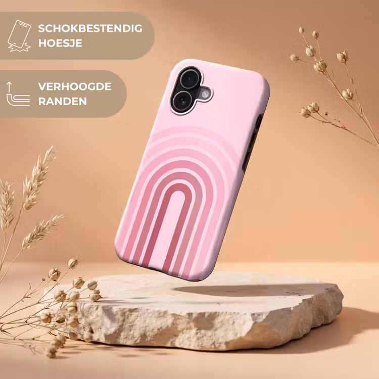 Regenboog - Roze - Abstract - Modern - Minimalistisch Toughcase MagSafe Apple iPhone 17 klein -USP_RandenV_NL