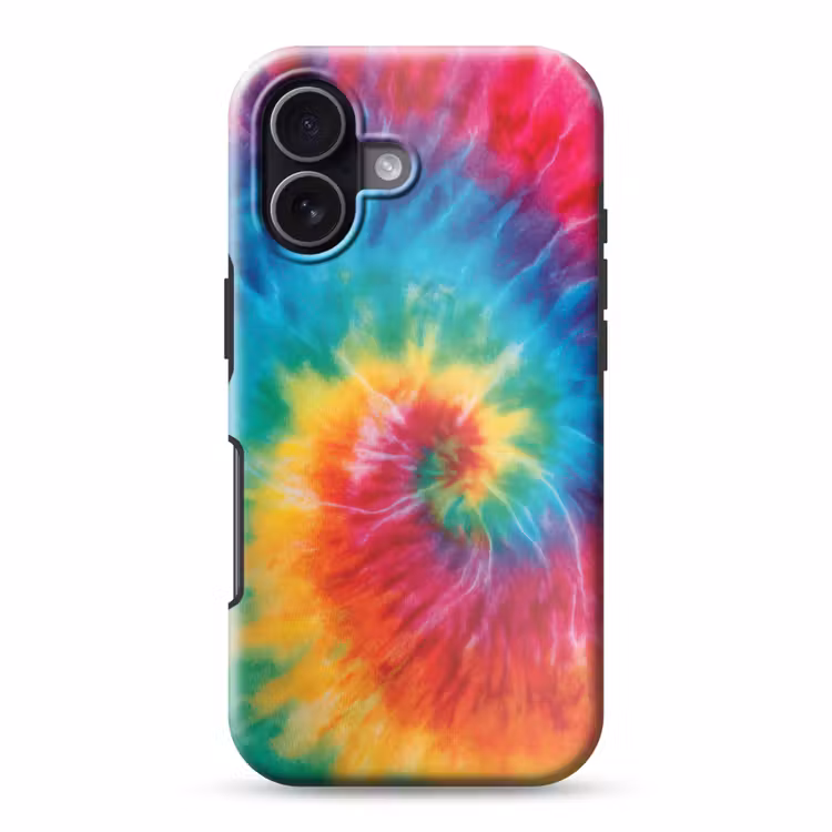 Regenboog - Tie dye - Kleurrijk - Blauw Toughcase MagSafe Apple iPhone 17 klein -3d