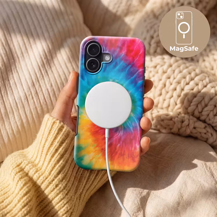 Regenboog - Tie dye - Kleurrijk - Blauw Toughcase MagSafe Apple iPhone 17 klein -USP_MagsafeV